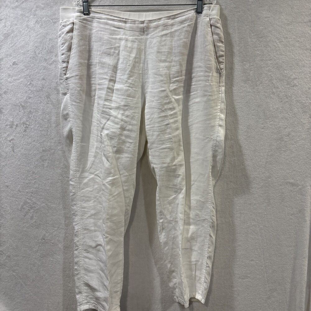 J Jill Love Linen Pants Pull On Tapered White 1X Coastal Relaxed Beach Classic
